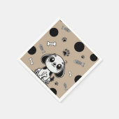 ブラウン&ブラックフィッシュボーンズ子犬の誕生日パーティー スタンダードカクテルナプキン (角)