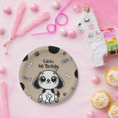 ブラウン&ブラックフィッシュボーンズ子犬の誕生日パーティー ペーパープレート (パーティー)