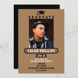 ブラウン&ブラックモダンスクール卒業パーティー 招待状