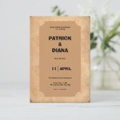 ブラウン&ブラックレトロヴィンテージウェディング招待状 エンクロージャーカード (スタンド正面)