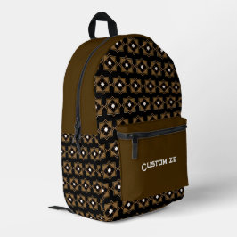 ブラウン&ブラック幾何学的プリントカットソーBackpack プリントバックパック
