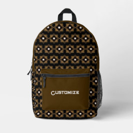 ブラウン&ブラック幾何学的プリントカットソーBackpack プリントバックパック