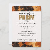 ブラウン ブラック カウハイド ゴールド グリッター 21歳の誕生日 招待状 (正面)