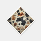 ブラウン ブラック ホワイト カウハイド プリント カントリー ウエスタン スタンダードカクテルナプキン (角)