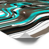 ブラウン、ブラック、レッド、ティール(緑がかった色)流体アート ポスター (角)