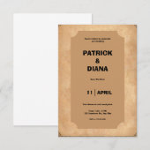 ブラウン&ブラック レトロ ビンテージ ウェディング 招待状 (正面/裏面)