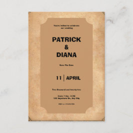 ブラウン&ブラック レトロ ビンテージ ウェディング 招待状