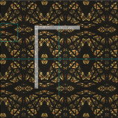 ブラウン ブラック 抽象画 ガッシュ画 ファブリック (タイル)