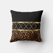 ブラウン、ブラック&金ゴールドクローバーとヒョウ クッション (裏面)