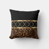 ブラウン、ブラック&金ゴールドクローバーとヒョウ クッション (正面)