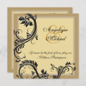 ブラウン·ブラッ結婚クの記念日婚約 招待状 (正面/裏面)