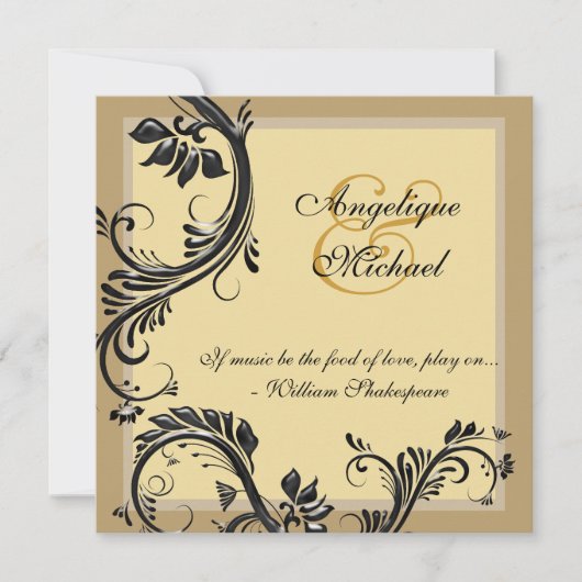 ブラウン·ブラッ結婚クの記念日婚約 招待状 (正面)