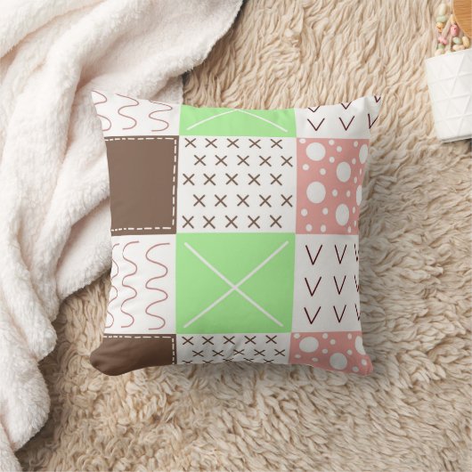 ブラウン、ブルゴーニュ、グリーン、マウヴお洒落 クッション (ブランケット)