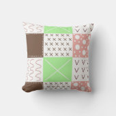 ブラウン、ブルゴーニュ、グリーン、マウヴお洒落 クッション (正面)