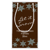 ブラウン/ブルースノーフレークホリデーウィンウィン風 スモールペーパーバッグ (正面)