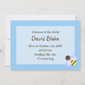 ブラウン&ブルー男の赤ちゃん誕生の発表 招待状 (裏面)