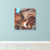 ブラウン、ブルー、オレンジアモダンート キャンバスプリント (インサイチュ (ウッドフロア))