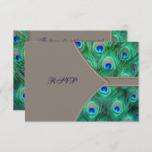 ブラウン ブルー ペアード 婚約返信カード 出欠カード (正面/裏面)