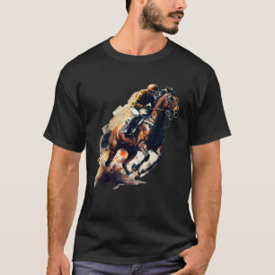 ブラウン・ブレイズの競走馬と騎手のレース Tシャツ