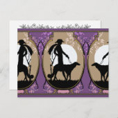 ブラウン&プラムのテレサ – 犬とアールデコレディ ポストカード (正面/裏面)