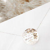 ブラウン・ベア・バルーン・ベイビー・シャワー ラウンドシール