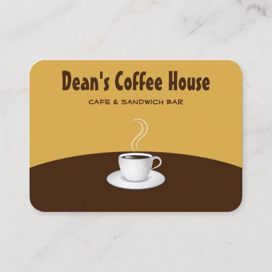 ブラウン&ベージュスタイリッシュコーヒーショップカフェ大 名刺 (裏面)
