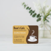 ブラウン&ベージュスタイリッシュコーヒーショップカフェ大 名刺 (スタンド正面)