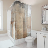 ブラウン・ベージュ抽象芸術アート画抽象画、痛み シャワーカーテン (インサイチュ)