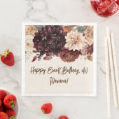 ブラウン ベージュ アイボリー フラワー パーティー ナプキン (インサイチュ)