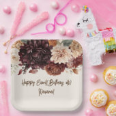 ブラウン ベージュ アイボリー 花 フラワーパーティー ペーパープレート (パーティー)