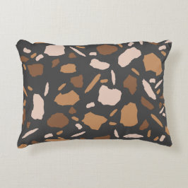 ブラウン、ベージュ、タン、グレーのテラゾ大理石 アクセントクッション