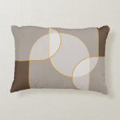 ブラウン、ベージュ、タン&金ゴールド抽象芸術アーチパターン アクセントクッション (裏面)
