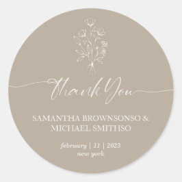 ブラウン ベージュ フラワーバック 感謝 ラウンドシール