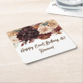 ブラウン ベージュ フラワー フラワーパーティー スクエアペーパーコースター (アングル)