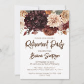 ブラウン ベージュ 花 フラワーレタイアメントパーティー 招待状 (正面)