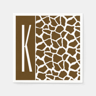 ブラウン&ホワイトキリンアニマルプリント スタンダードカクテルナプキン