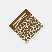 ブラウン&ホワイトキリンアニマルプリント スタンダードカクテルナプキン (角)