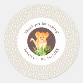 ブラウン&ホワイトジャングルキャンプサンキューユキュ誕生日の好意 ラウンドシール