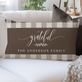 ブラウン&ホワイトバッファローチェック感謝パーソナライズされた ランバークッション