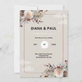 ブラウン&ホワイト素朴ウェディングパーティー招待状 招待状