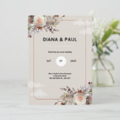 ブラウン&ホワイト素朴ウェディングパーティー招待状 招待状 (スタンド正面)