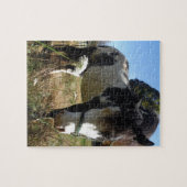 ブラウン&ホワイト絵を描、ウマス、クイーンアンレース花 ジグソーパズル (横)