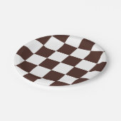 ブラウン/ホワイト チェック柄 ペーパープレート (アングル)