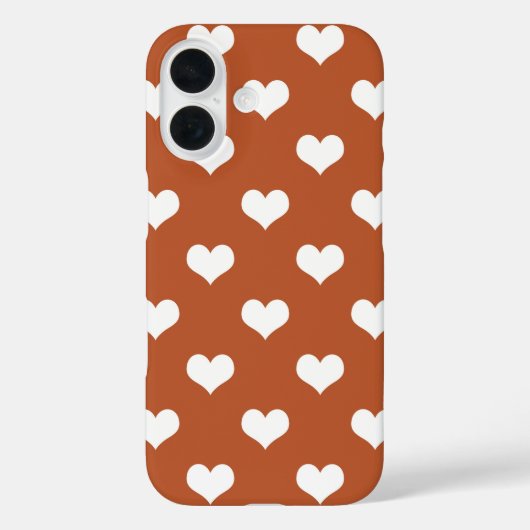 ブラウン ホワイト ラブ ハート パターン デザイン Case-Mate iPhoneケース (裏面)