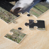 ブラウン&ホワイト、絵を描馬、明るい青空 ジグソーパズル (側面)