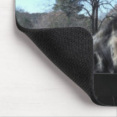 ブラウン&ホワイト、絵を描馬、明るい青空 マウスパッド (コーナー)