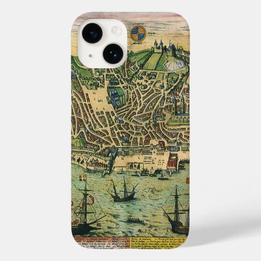 ブラウン/ホーゲンベルクによるポルトガル・リスボンの古地図 Case-Mate iPhoneケース (裏面)