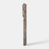 ブラウン・ボホ・ウォーターカラー・ワイルドフラワーズ柄 iPhoneケース (左側面)