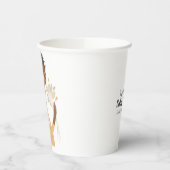 ブラウン ボーホー女性 ハートの花束 パーティー 紙コップ (左)