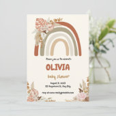 ブラウン ボーホー レインボー ベビーシャワー 招待状 (スタンド正面)
